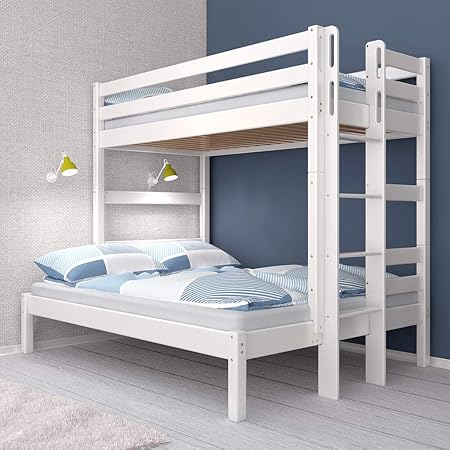 Delinea Etagenbett Stockbett Doppelstockbett Hugo 140x200 / 90x200 Weiß