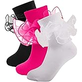 MKYSZLT Girls Ruffle Socks Toddler Girl Frilly Dress Socks Double Lace Big Ruffles Fold Over Church Fancy Sock for Baby Kids