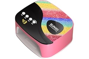 LVAINIT SUNX11 Rhinestone uv Nail Lamp - LED UV Gel Nail Dryer with Rainbow Crystal Design, 3-Second Quick Dry, Touch Screen, Detachable Base, 4 Timer Settings, for Fingernails & Toenails