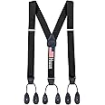 HOLD'EM Tuxedo Suspenders for Men Black Genuine Leather Button End 1.25 Inches Mens Braces Suspenders