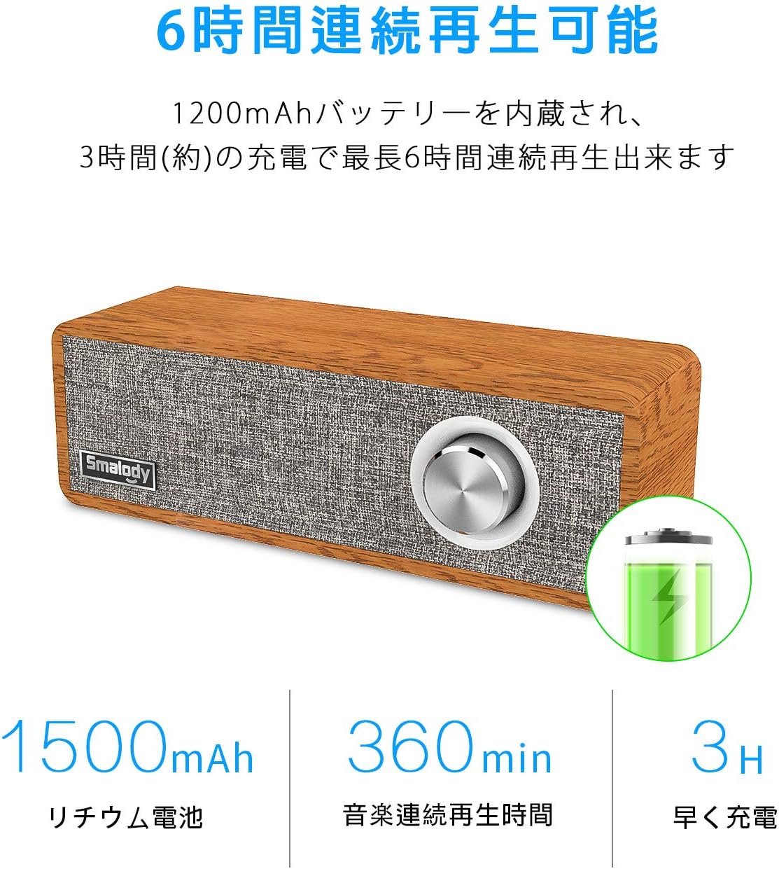 Amazon 木製bluetoothスピーカー 部屋の装飾用のsmalodyポータブルミニワイヤレスレトロクラシックスピーカーカフェ レストラン ヴィンテージコス店 寝室などに最適 グレー Smalody ポータブルスピーカー