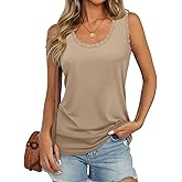 JUSTFASHIONNOW Womens Lace Tank Tops Summer Scoop Neck Casual 2026 Sleeveless Tops Trendy Dressy Loose Fit Shirts