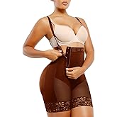 SHAPELLX Tummy Control Shapewear for Women Faja Body Shaper with Butt Lifter Waist Cincher Bodysuit Plus Size Brown 4XL