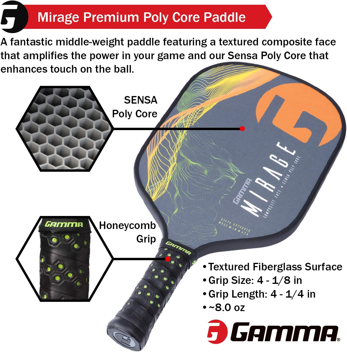 Gamma Needle Elongated Pickleball Paddle: Pickle Ball Paddles for Indoor & Outdoor Play - USAPA Approved Racquet for Adults & Kids - Pink/Blue : Sports & Outdoors