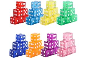 48 Piece 19mm Dice Casino Style Craps D6 Dice Set Acrylic and Translucent for Dice Games, Craps Dices, Casino Dices, Table Ga