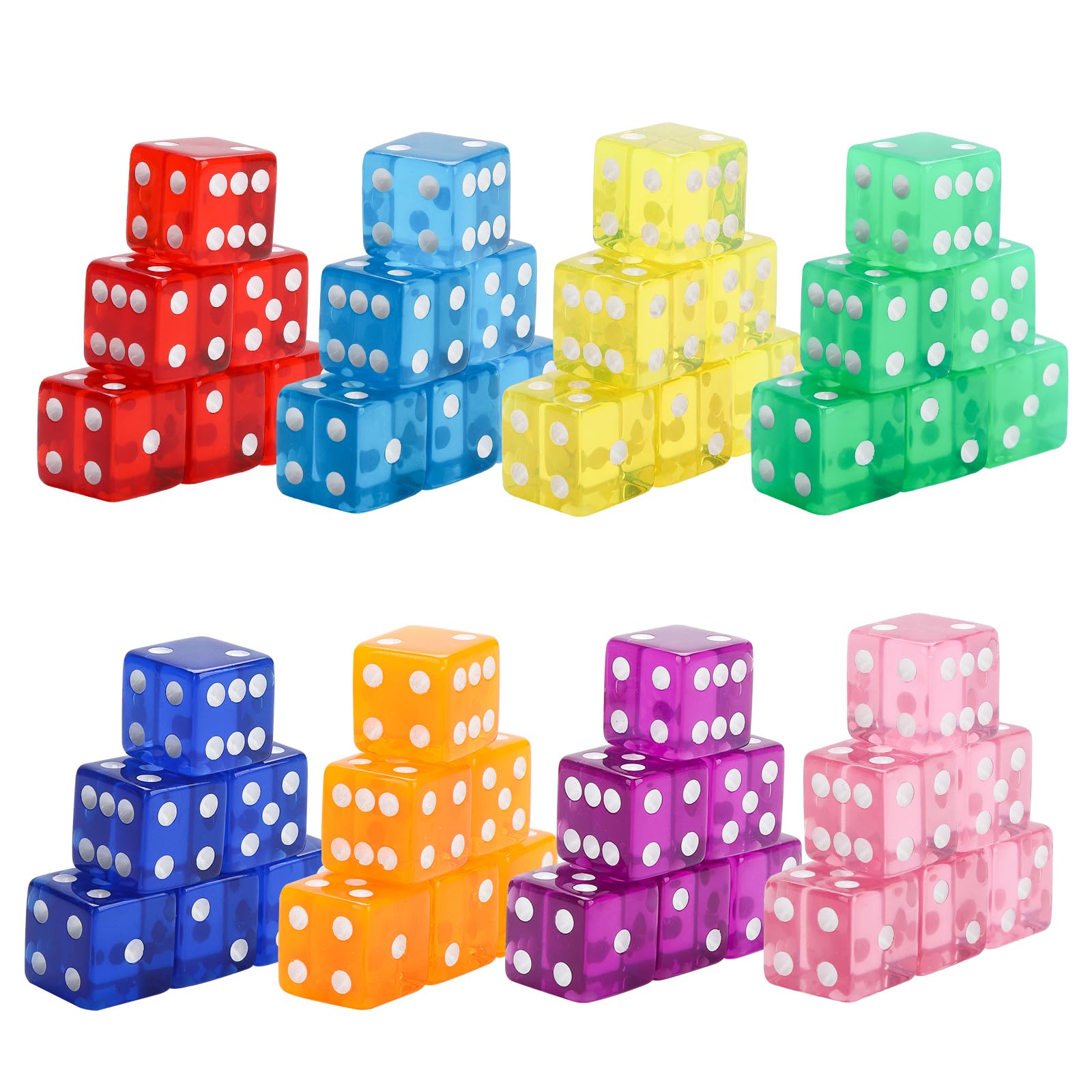 Photo 1 of 48 Piece 19mm Dice Casino Style Craps D6 Dice Set Acrylic and Translucent for Dice Games, Craps Dices, Casino Dices, Table Games