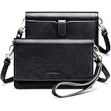 nuoku Women Small Crossbody Bag Cellphone Purse Wallet with RFID Card Slots 2 Straps Wristlet(Max 6.5'')
