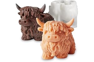 Japleed Highland Cow Shape Silicone Molds for Resin Candle Soap, 3D Cow Animal Candle Molds for Candle Making, Unique Fondant Chocolate Cake Decorating Mold, Epoxy Casting Clay Mold DIY Craft Decor