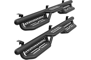 YZONA Running Boards Side Steps Compatible with 2005-2023 Toyota Tacoma Double Cab & Crew Cab (4 Full-Size Doors), Two Stair Design Black Side Rails Nerf Bar Rock Sliders, Heavy-Duty Carbon Steel