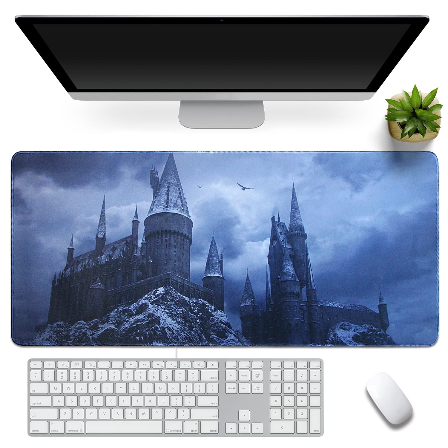 Photo 1 of ?3 Sizes? Hog Warts Castle Mouse Pad Extended Gaming Mouse Pad Gifts Large Non-Slip Rubber Base Mousepad Waterproof Keyboard Mouse Mat Desk Pad for Work Game Office Home - 39.5" L*16.8" W