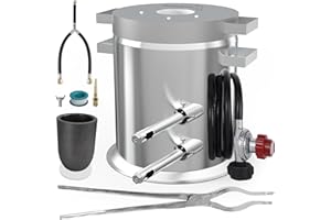 GongYi 12KG Propane Melting Furnace Kits with Crucible Tongs, Stainless Steel Foundry Klin Smelting Aluminum Silver Gold Metal Recycle Smelting Forge Casting Tool