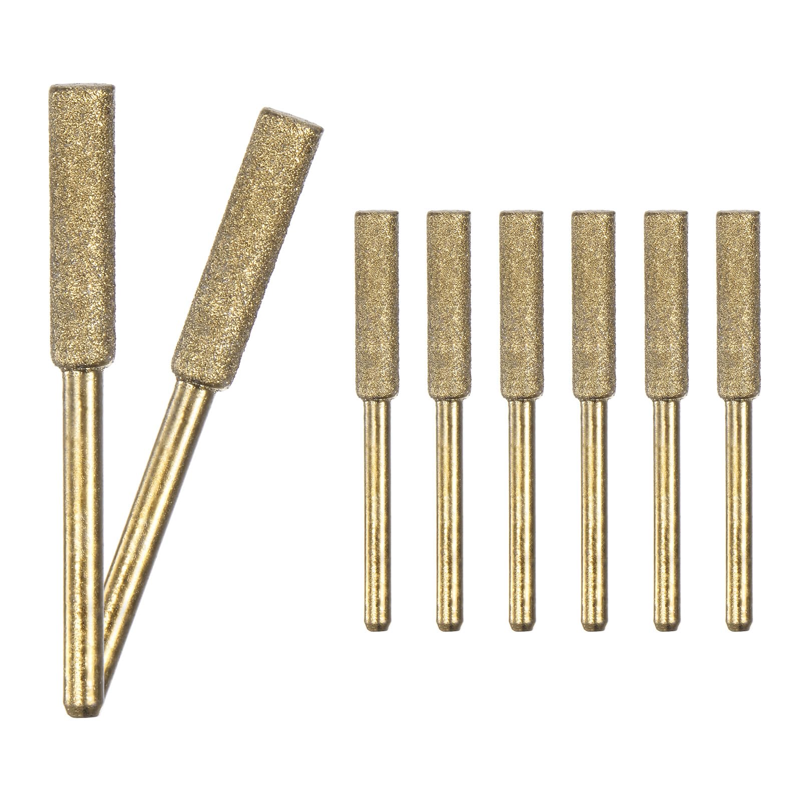 M METERXITY 8-Pack 3/16 Inch Titanium Plated Diamond Chainsaw Sharpener, High Hardness Grinding Stone Chainsaw Sharpening Kit for Electric Chainsaw Sharpener/Stone Carvings [3mm Gold]