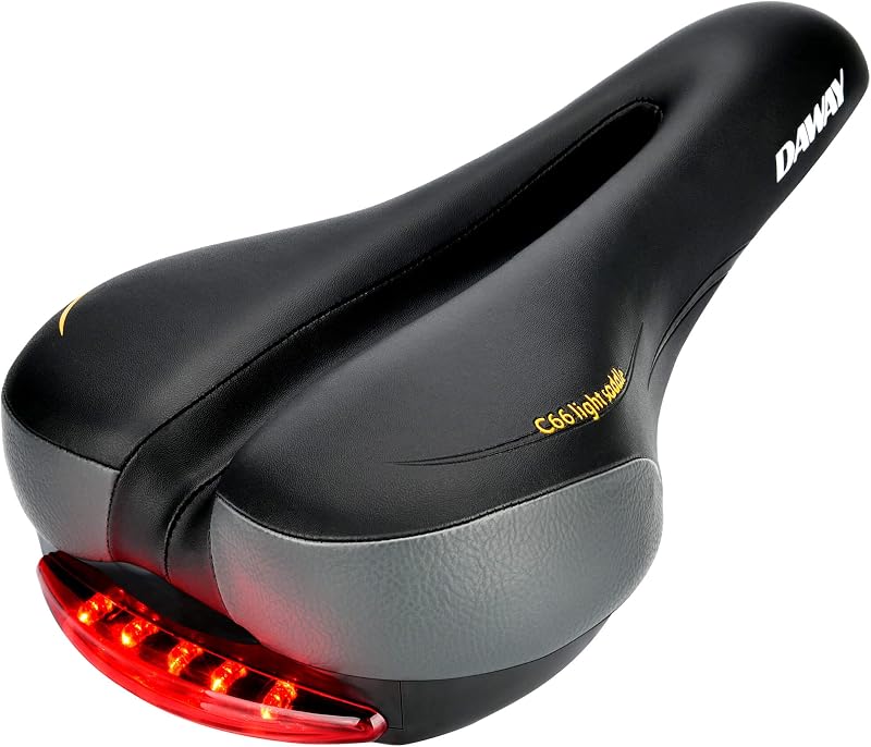DAWAY C66 Comfortable Bike Seat with Memory Foam and Taillight