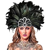 HOMELEX Women's Black Feather Headpiece Carnival Caribbean Headdress Showgirl Accessories
