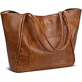 KKXIU Large Tote Bag for Women with Zipper Work Leather Travel Purse and Handbags