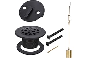 PRIMSOPH Trip Lever Overflow Faceplate Tub Drain Trim Kit with Linkage Conversion Kit Assembly Universal Fine Coarse Thread Replacement Matte Black