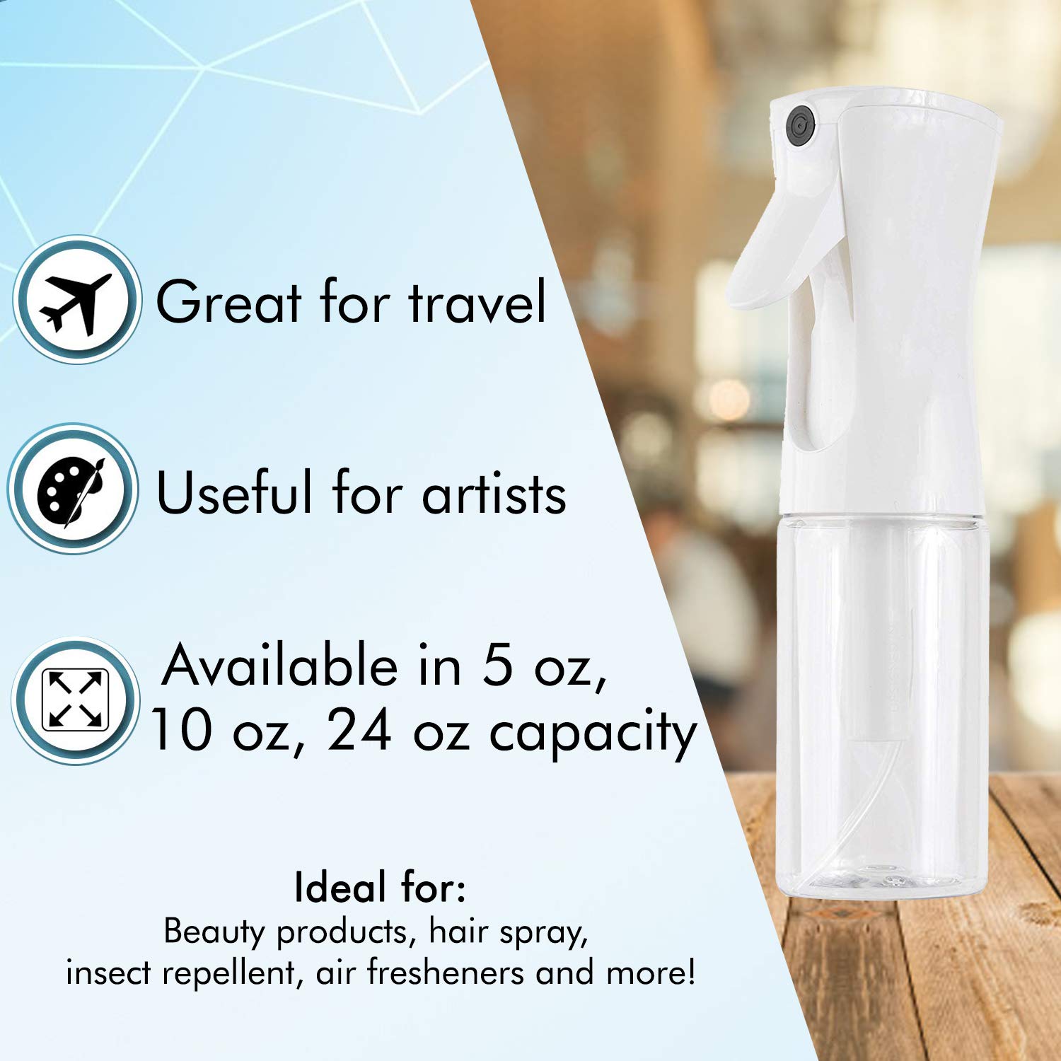 Beautify Beauties Flairosol Hair Spray Bottle – Ultra Fine Continuous Water Mister for Hairstyling, Cleaning, Plants, Misting & Skin Care (5 Ounce, Clear) : Beauty