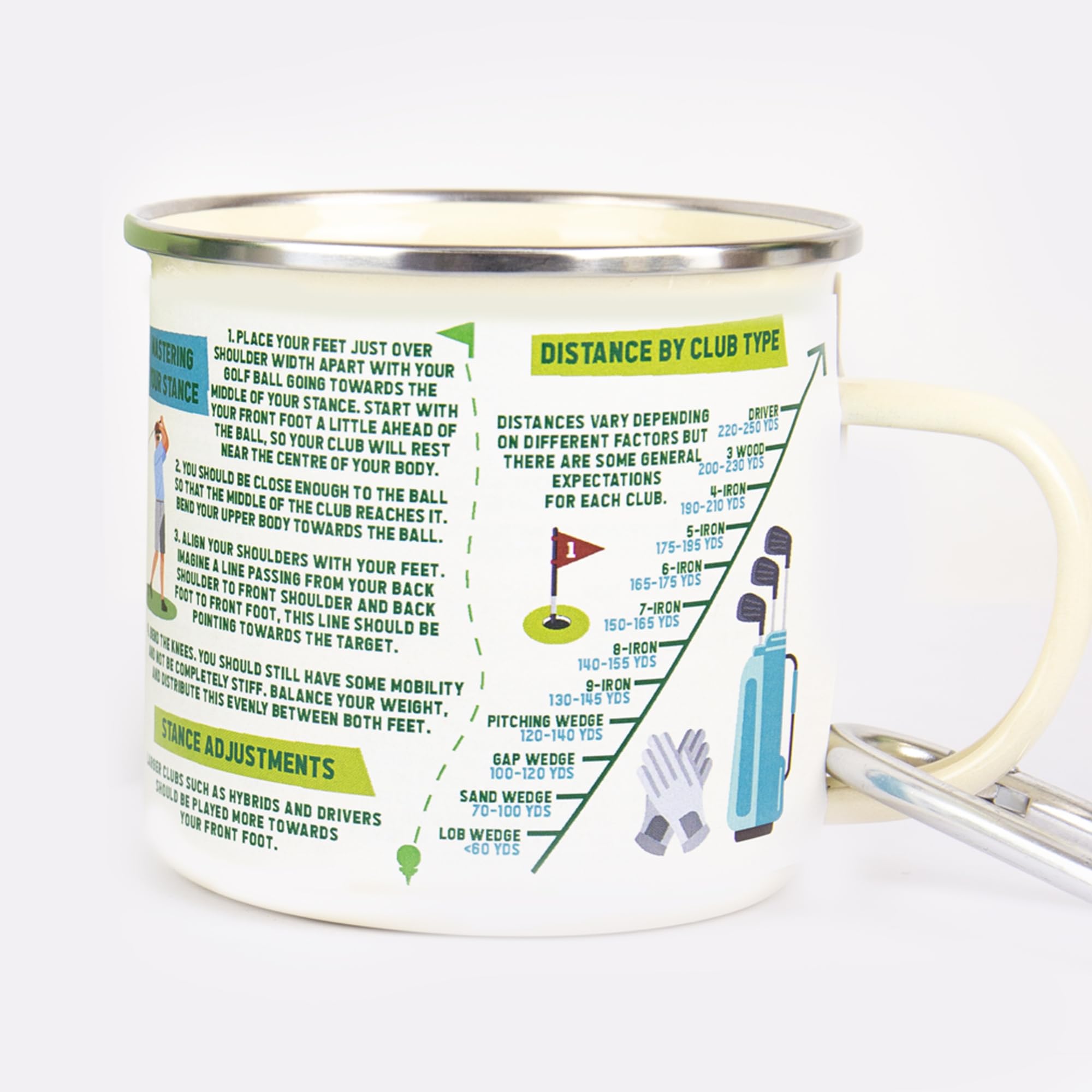 Gift Republic Golf Guide Mug Enamel Coffee Cup 13oz Break Resistance | Men Women Children Gift for Dad Mum Golfer