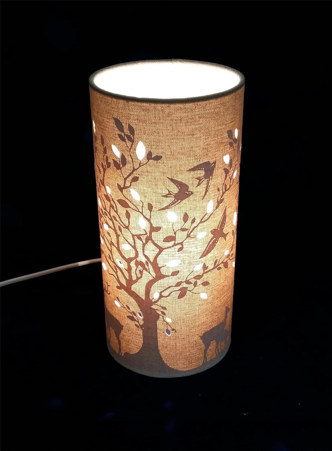 Light-Glow Handcrafted Fabric Table Lamp, Nature-Inspired Perforated Designs, Soft Ambient Lighting - Image 3