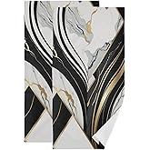 KENADVI Black and White Hand Towels for Bathroom Set of 2 Soft Absorbent Marble Gold Texture Stone Abstract Modern Kitchen Towels,Decorative Bathroom Towels for Bath Guest Spa Face Hair Gym 14"x28"
