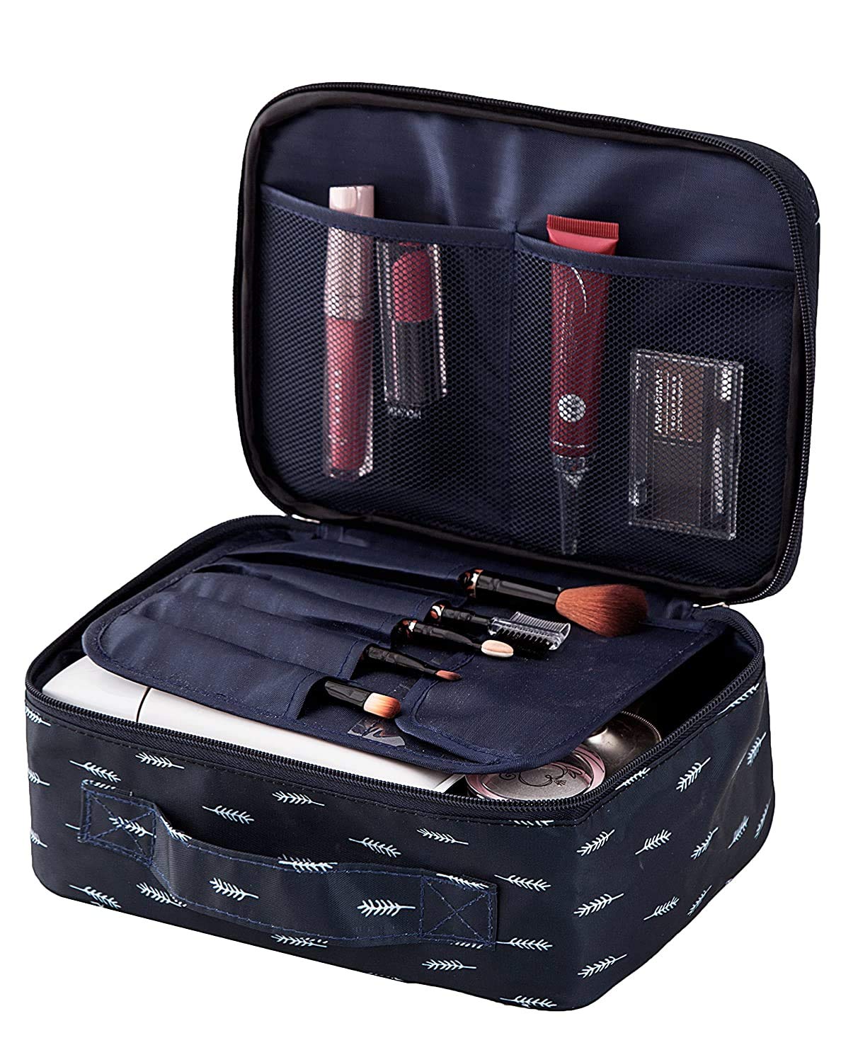 Travel Makeup Cosmetic Case, Professional Cosmetic Makeup Bag Organizer Make up Boxes Toiletry Bags With Compartments for Women and Girls