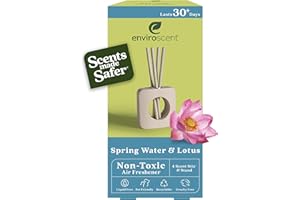 Enviroscent Non-Toxic Air Freshener for Home | Liquid Free Diffuser | Home Fragrance Lasts Over 30 Days | Kit includes 1 Mango Wood Stand & 1 Scent Stix Refill (Spring Water & Lotus)