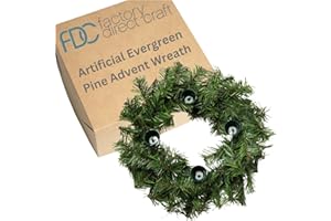Artificial Evergreen Pine Advent Wreath - Christmas Faux Pine Greenery Candle Holder Wreath for The Holiday Advent Celebration by Factory Direct Craft