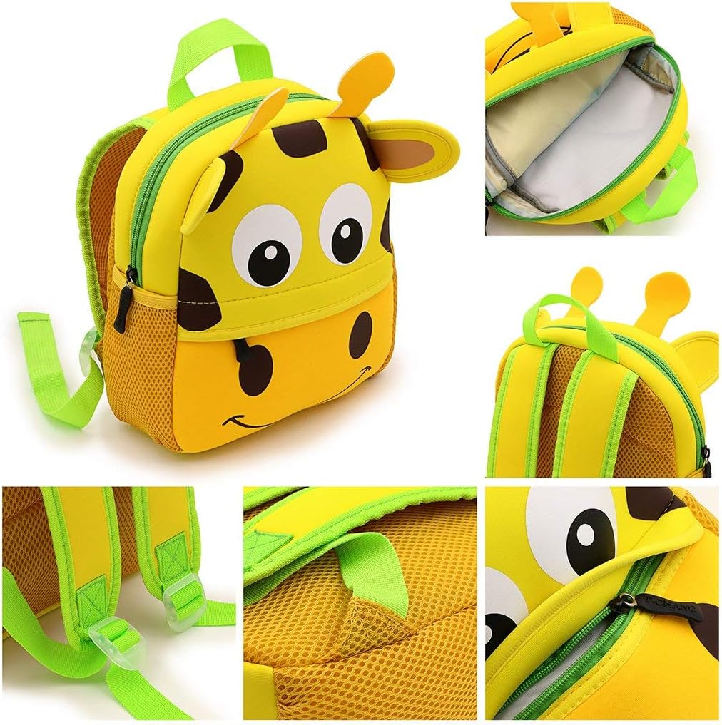 Toddler Backpack Waterproof Children's School Bag 3D Cute Animal Design Daypack for Preschool Kindergarten School Travel for 1-5 Years Old Giraffe - Image 3