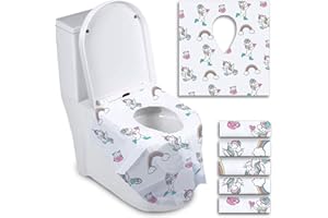 ATHENA FUTURES Disposable Toilet Seat Covers for Toddlers - Individually Wrapped Unicorn Potty Training Liners for Kids - Portable with Non-Slip Adhesives - Extra Large Size - Road Trip Essentials