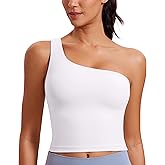 CRZ YOGA Butterluxe One Strap Longline Sports Bra for Women - Asymmetrical Yoga Crop Padded Workout Tanks