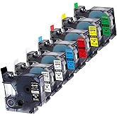 7-Pack Replace DYMO D1 Label Tape 45010 45013 45016 45017 45018 45019 45021 D1 Refills Compatible DYMO LabelManager 160 280 420P PnP 220P 360D 450 210D, 1/2” W x 23’ L, 12mm x 7m