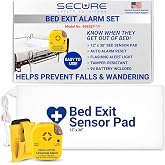 Secure Safety Solutions Bed Exit Alarm for Elderly Dementia Patients | 12" x 30" Pressure Sensor Pad, 80 dB Caregiver Alert Monitor for Seniors, Wander &amp; Fall Prevention, Patient Monitoring