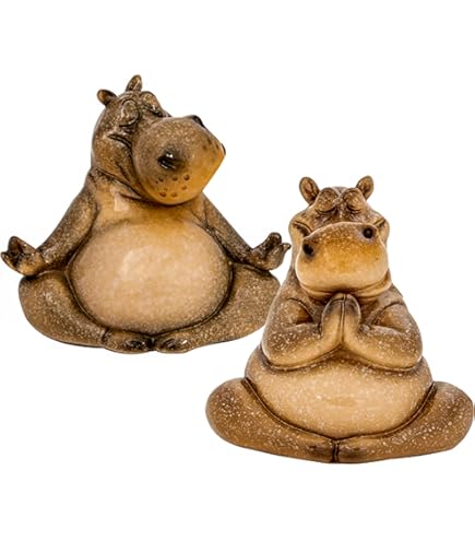 Clumsy Yoga Nilpferd Statue - 3D-gedruckte Meditationsfigur Aus Harz - Lustige Deko Für Garten Und Wohnung