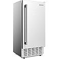 EUHOMY Commercial Under Counter Nugget Ice Maker Machine, 66Lbs/Day, Bulit-in Freestanding Ice Maker with Gravity Drainage, Self-Cleaning & 24H Timer Ice Machine, for Commercial & Home Use(Silver)