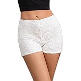 Women's Lace Micro Shorts with Floral Pattern White Frilly Bloomer Shorts for Casual Wear
