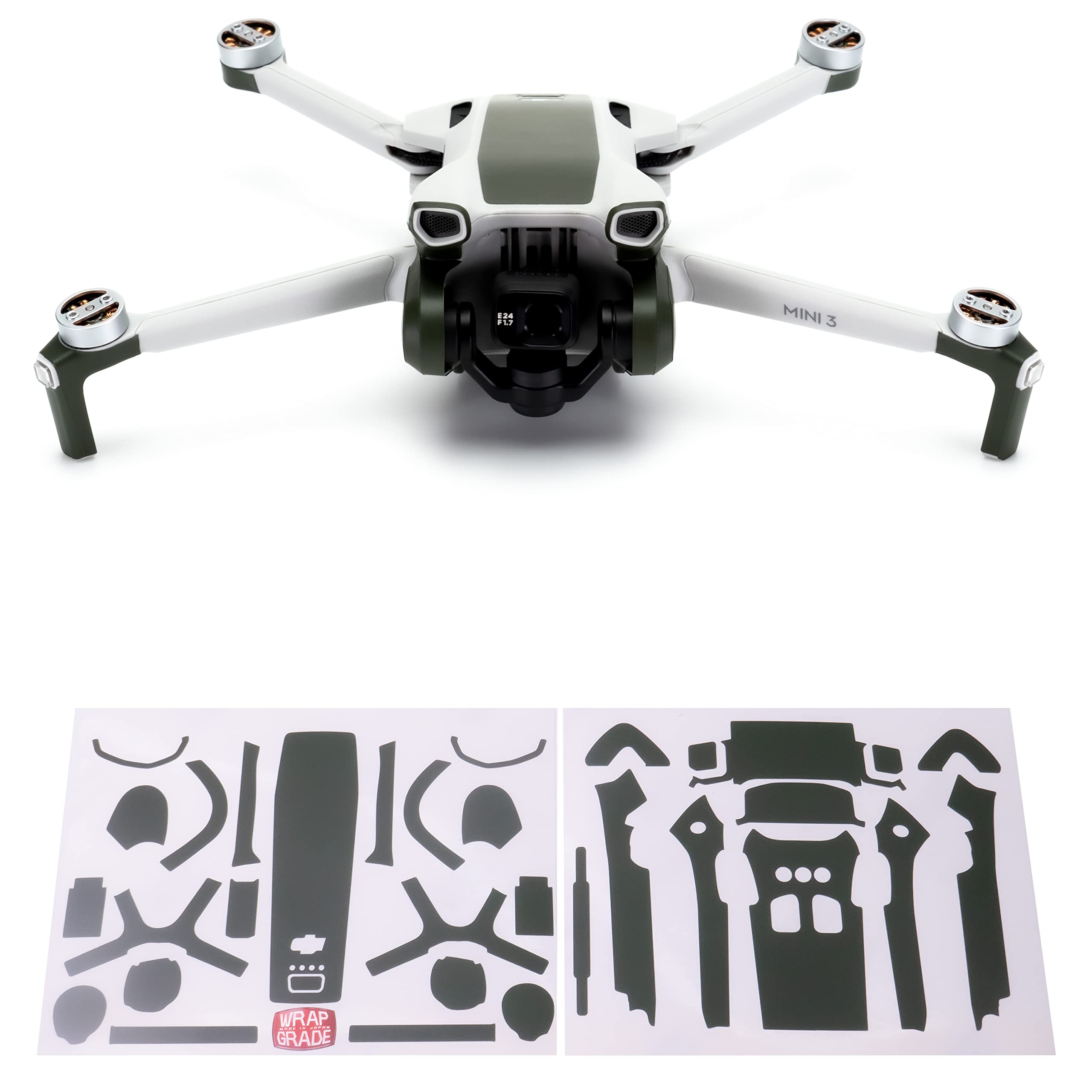 WRAPGRADE Skin Stickers Compatible with DJI Mini 3 | Accent Color (ARMY GREEN)