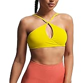 Aoxjox Women's Workout Sports Bras Fitness Adjusted Ariel Halter Bra Yoga Crop Tank
