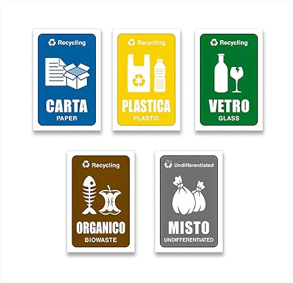 Readyprint 5 Adesivi Per Raccolta Differenziata Full Color Con Illustrazioni Rifiuti Mis 10 X 15 Cm 5 Pz Amazon It Casa E Cucina
