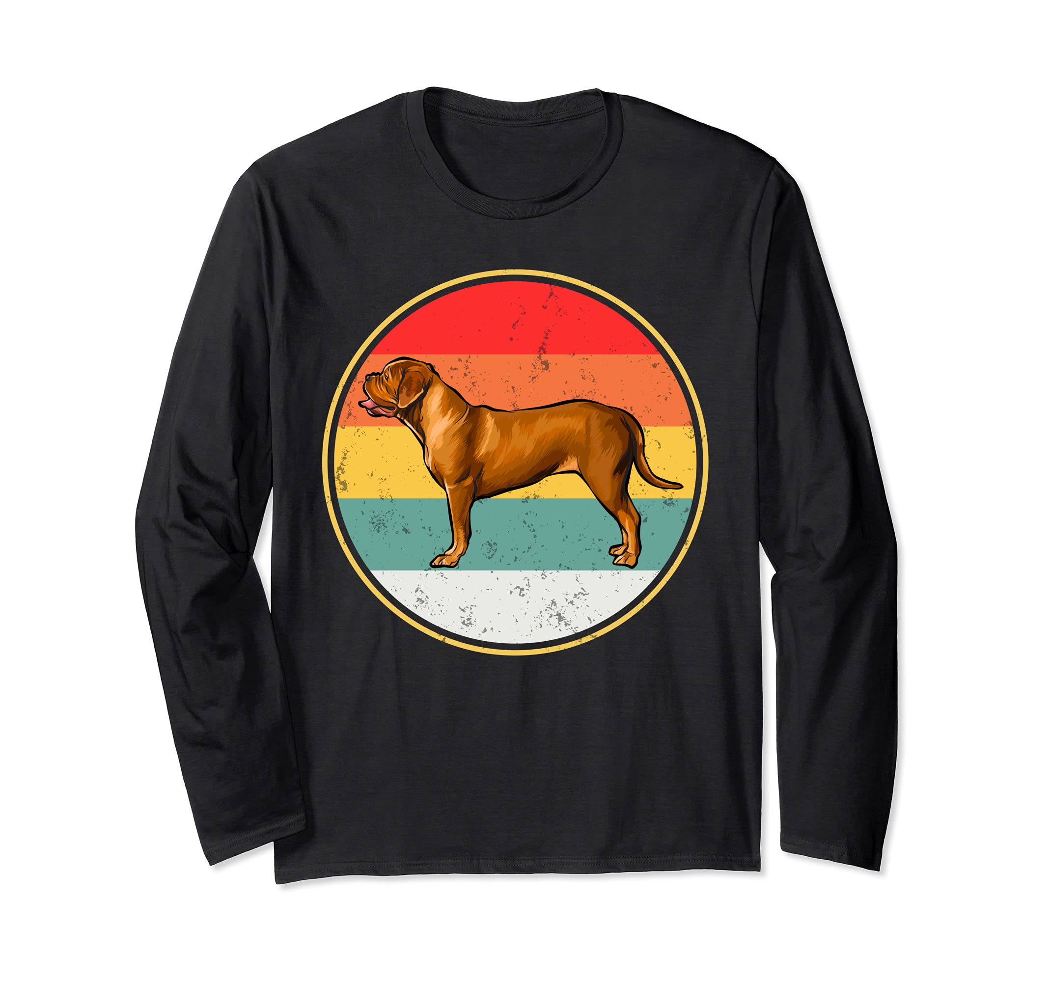Vintage Retro Sunset Dogues de Bordeaux Dog Long Sleeve T-Shirt