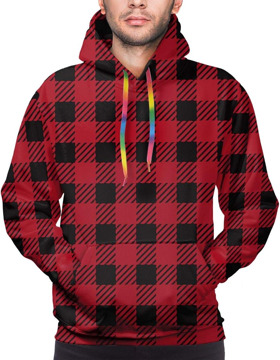 red and black check hooded shirt
