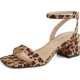 TEAIEUI Women's Heeled Sandals Strappy Low Block Heels Chunky for Women Comfortable Ankle Strap Open Toe Party Wedding Dress 