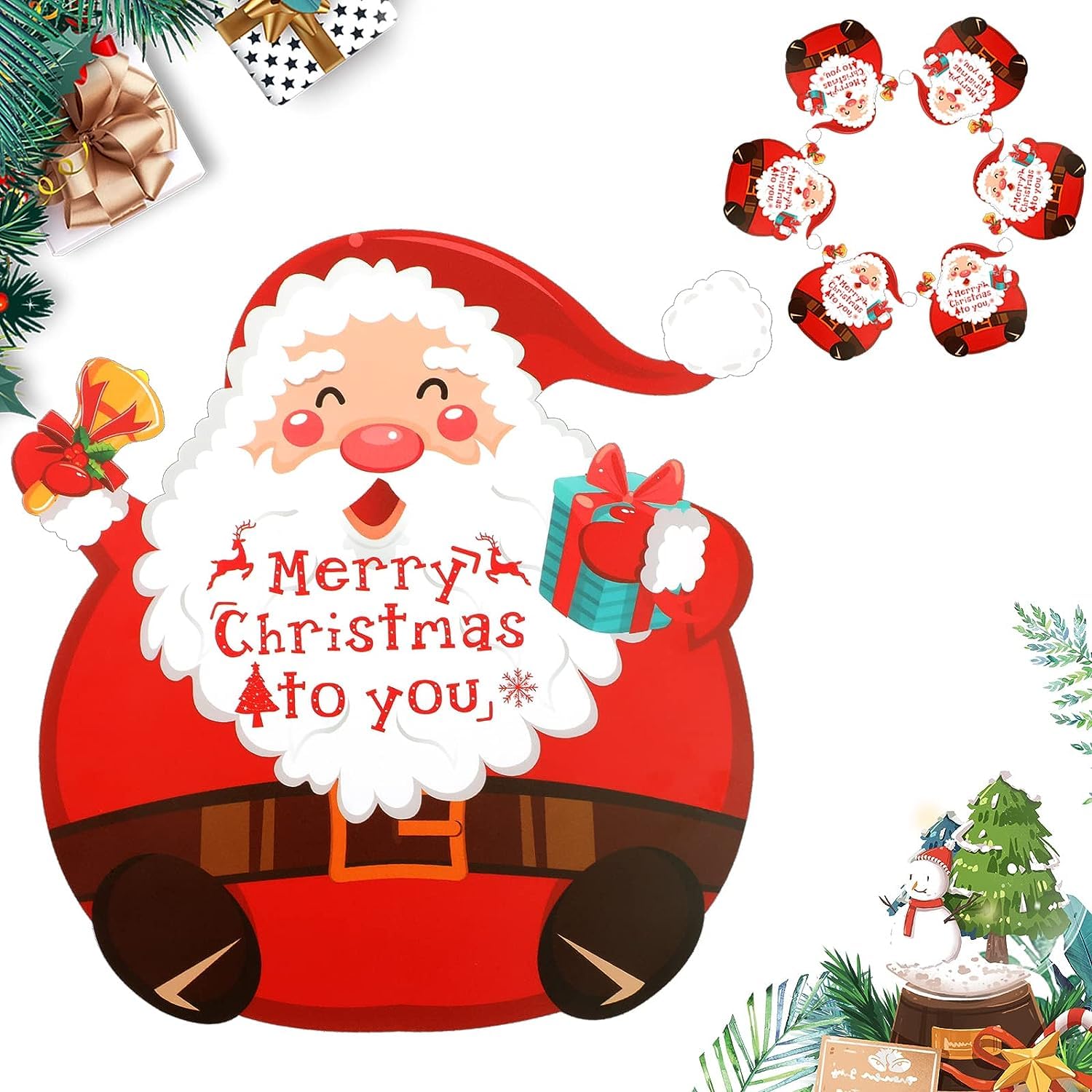 6PCS Lovely Christmas Placemats,Creative Santa Claus Xmas Place Mats,Waterproof PVC Dining Table Place Mats for Christmas, Red Tablemats for Dining Room Kitchen Table Decor Xmas Parties