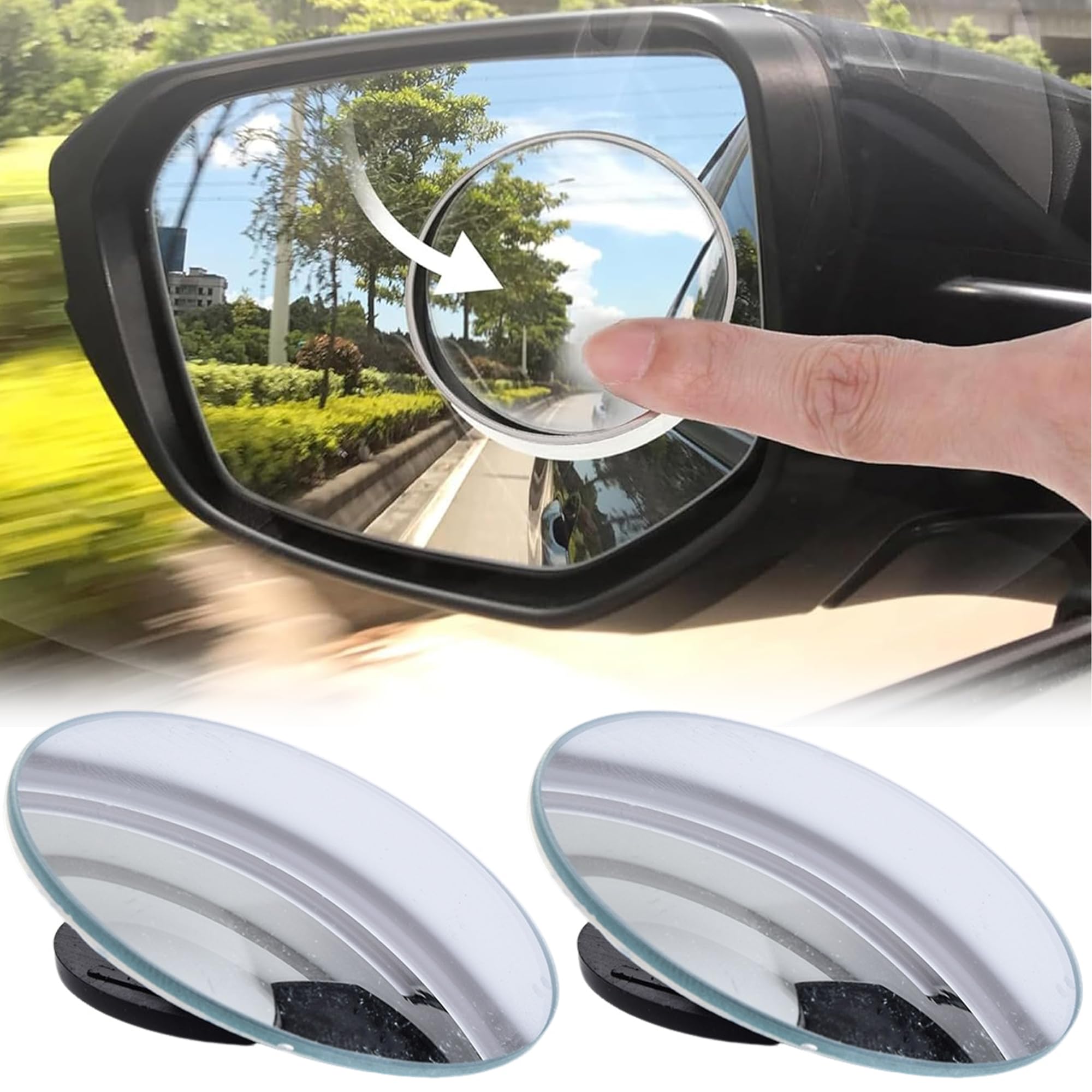 Blind Spot Mirrors for Automobiles, 2 Pieces, Round Wide-angle 360° Rotating Convex Blind Spot Mirrors for General Motors Rearview Mirrors, Wide Field of View, Safer