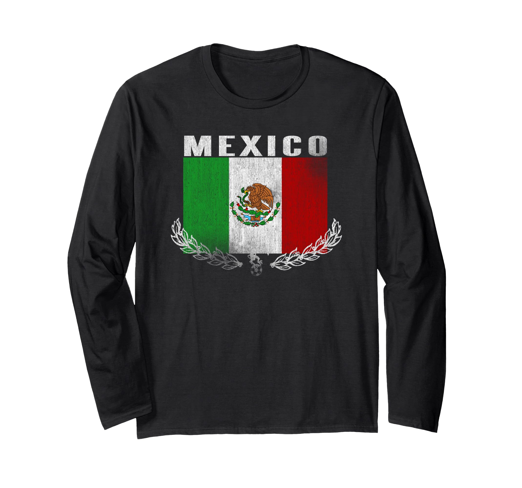 Mexico Center Flag & Leaf Long Sleeve T-Shirt