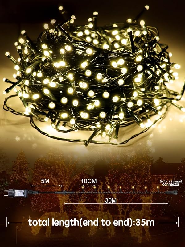 30M Lichterkette außen, 300 LED Lichterkette Weihnachtsbeleuchtung — Foto 6 von 8