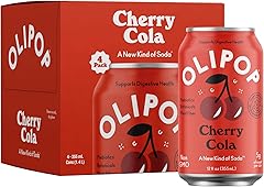 OLIPOP Prebiotic Soda Pop, Cherry Cola, Prebiotics, Botanicals, Plant Fiber, 12 fl oz (4 Cans)