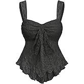 SOLY HUX Women's Cute Babydoll Tops Sleeveless Tie Front Lace Peplum Tank Top Summer Going Out Camisole Top