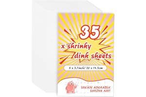 OFNMY 35PCS Shrinky Dink Sheets,Shrink Plastic Sheets for Crafts,Shrinky Art Paper,Shrinky Dink Paper for Crafts Kids DIY Jewelry Making,20x14.5cm