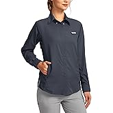 Womens Sun Protection Fishing Shirt with Zipper Pockets Lightweight SPF Long Sleeve Shirts for Hiking Safari