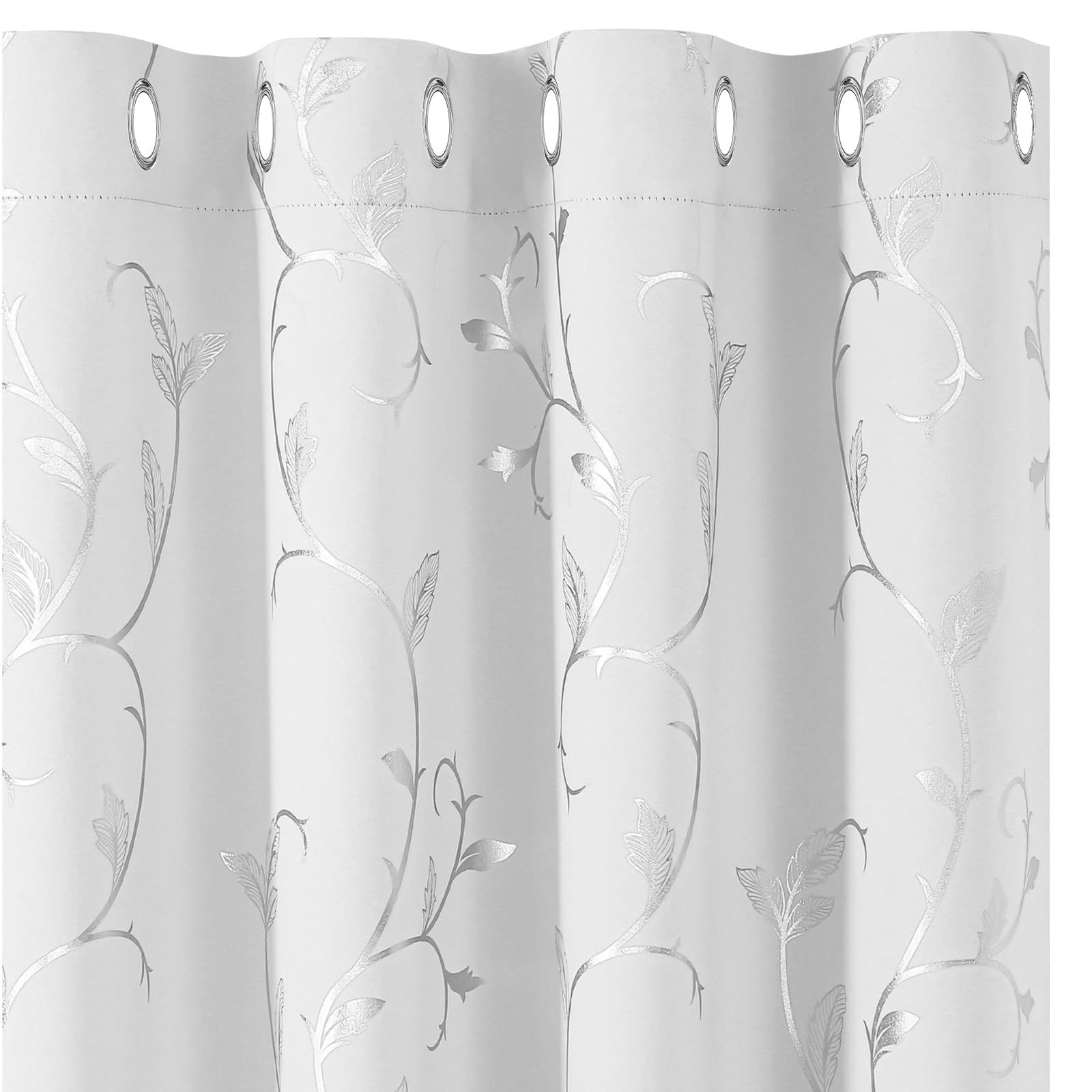 BUHUA Set of 2 Blackout Curtains, Opaque Curtains, Room Darkening with Eyelets, Thermal Curtain, Eyelet Curtain, Blackout Curtains for Bedroom, Living Room, 229 x 117 cm, Grey White